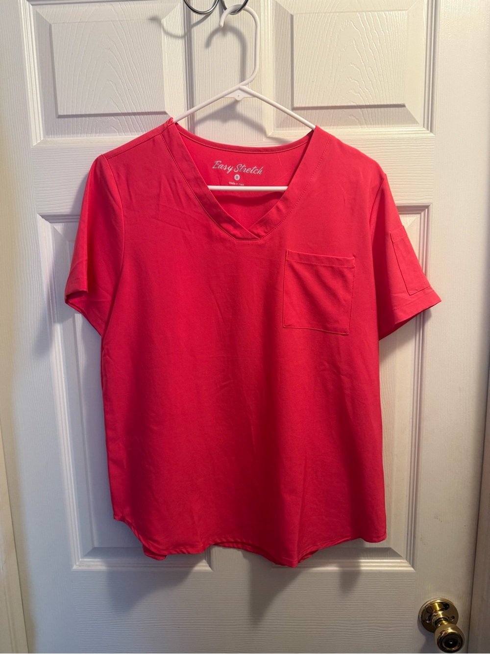 Women's V-Neck Pocket Top - Bright Pink
